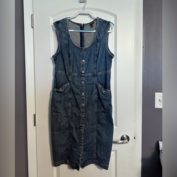 whbm denim dress Twist Front Denim Mini Dress